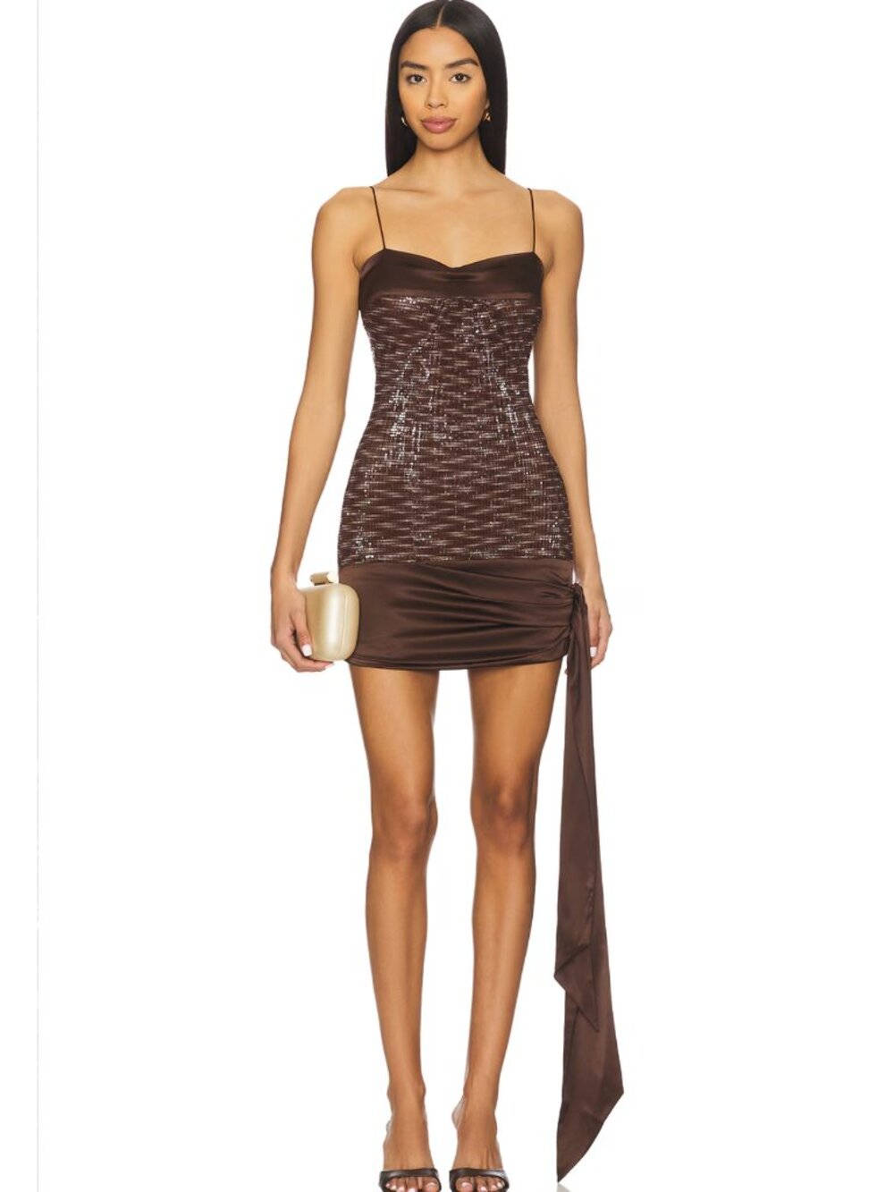 NEW KNWLS Beau Sequin Mini Dress in Aubergine Dark Purple Sleeveless Sparkly 6